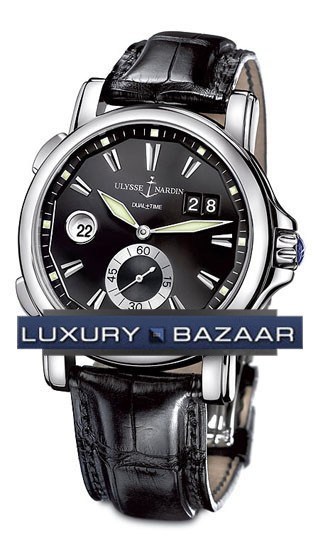 Ulysse Nardin Dual Time 42mm (Steel / Black / Leather) 243-55/92 - Click Image to Close